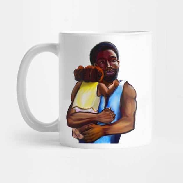 The best Father’s Day gifts 2022.Father and child - Super dad -  Strong muscular black man cradling a baby by Artonmytee